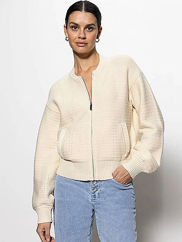 Sanctuary Knitted Bomber Jacket in Muslin (view 2)