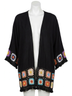 Umgee Black Crochet Patchwork Squares Kimono in Black Size XL - photo 1
