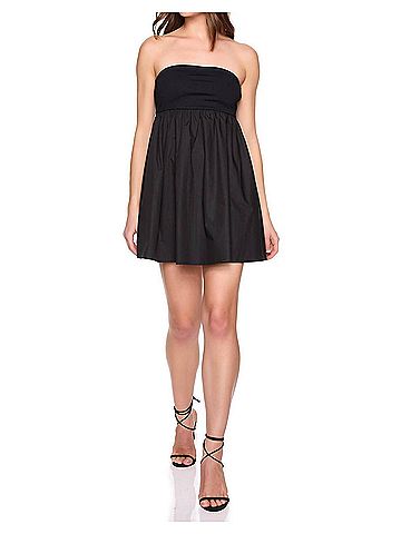 Susana Monaco Poplin Knit Mix Tube Mini Dress in Black (view 2)