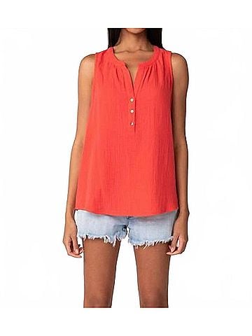 Lovestitch Lue Henley Tank Top in Flame (view 2)