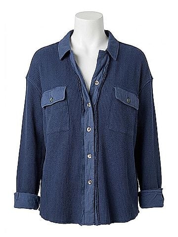 Dear John Foster Thermal Shirt Jacket in Blue (view 1)