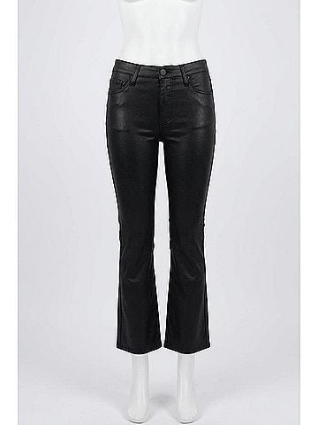 Kut from the Kloth Kelsey Coated High Rise Ankle Flare Jeans in Black (view 1)