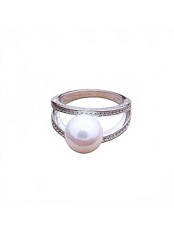 Amanda Blu Women's Cradled Pearl Crystals Ring in White/ Silver (view 1)