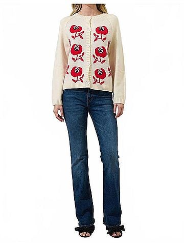 Sugarlips Peralta Floral Cardigan in Cream / Red (view 2)
