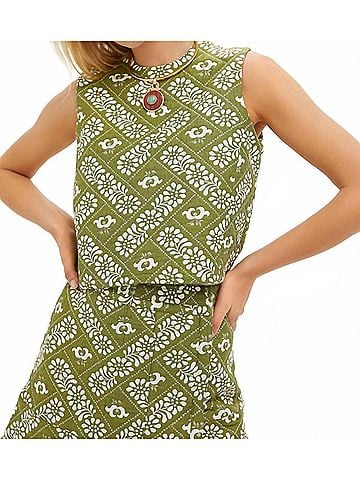 Hunter Bell Manning Top in Legacy Jacquard Olive (view 2)