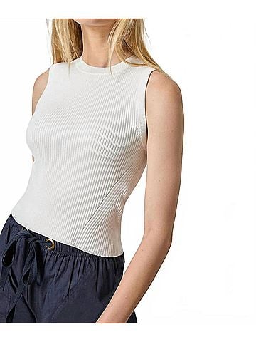 Lilla P Short Perfect Tank Sweater in White (view 2)