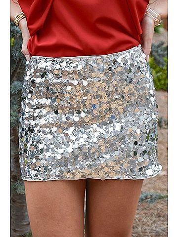 TCEC Sassy Little Sequin Skort in Silver (view 2)