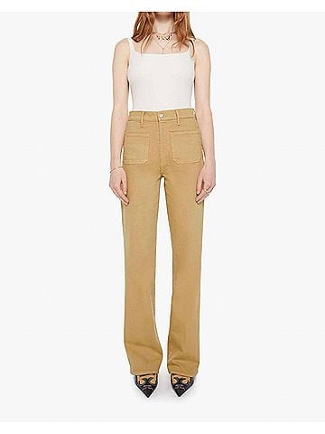 Mother High Waisted Patch Pocket Bookie Sneak Jeans in Latte (view 2)