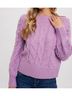 Bluivy Purple Puff Sleeve Cable Pullover in Lavender Size L - photo 3