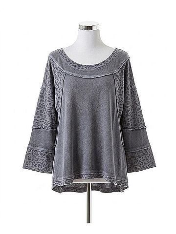 Pol Fearless Perfect Knit Top in Charcoal (view 1)