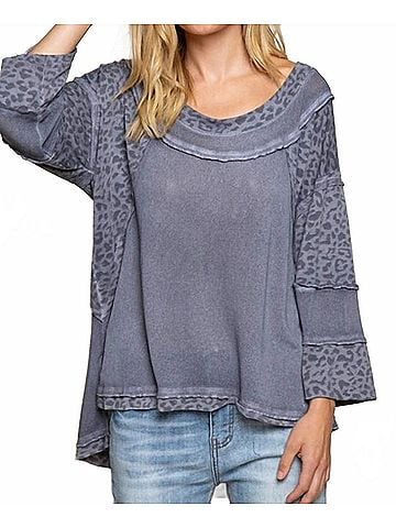Pol Fearless Perfect Knit Top in Charcoal (view 2)