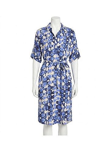 Nic + Zoe Shibori Stone Belted Devon Midi Dress in Blue Multi (view 1)