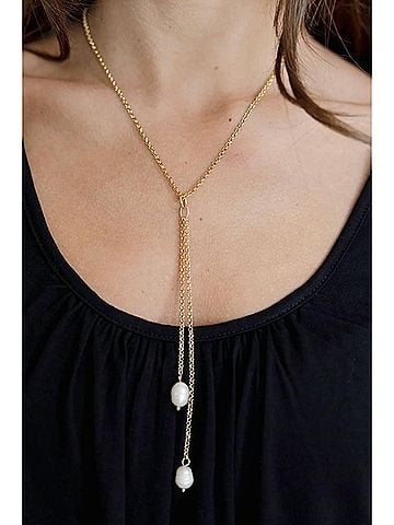 Mac and Me Women's Bella Pearl Lariat Necklace in Gold/Infinity (view 2)