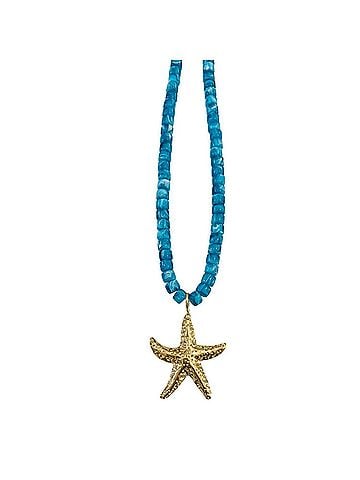 Gemelli Delray With Starfish Charm Beaded Necklace in Blue (view 1)