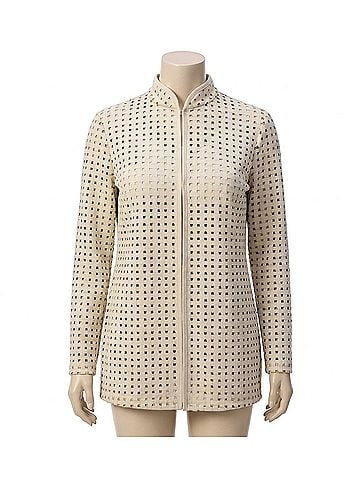 Joseph Ribkoff Laser Cut Suede Cover Up in Beige (view 1)