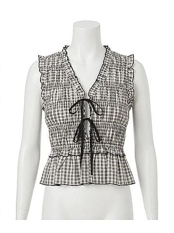 Rails Martine Top in Ivory Jet Gingham (view 1)