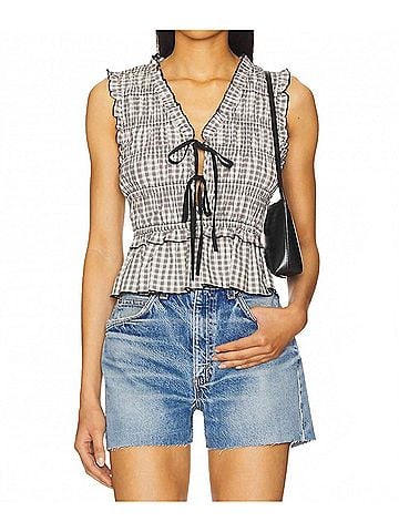 Rails Martine Top in Ivory Jet Gingham (view 2)