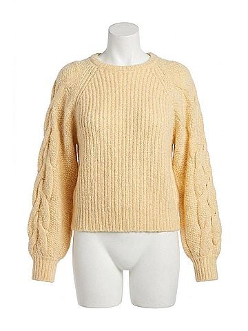 Astr Lizette Cable Knit Sleeve Sweater in Yellow (view 1)
