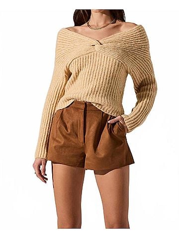 Astr Franisbel Off The Shoulder Sweater in Butter Yellow (view 2)