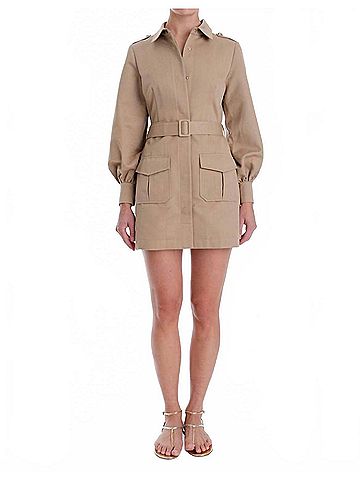 Karina Grimaldi Tiffany Belted Mini Dress in Khaki (view 2)