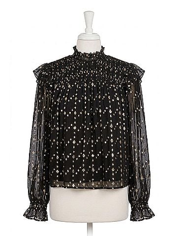 Elan Geo Print Mock Top in Black (view 1)