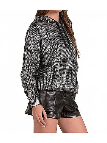 Elan Metallic Hoodie in Silver (view 2)