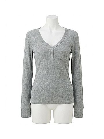 Be Cool Anna Henley Snap Top in Grey (view 1)