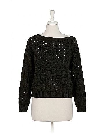 Elan Open Weave Sweater in Black (view 1)