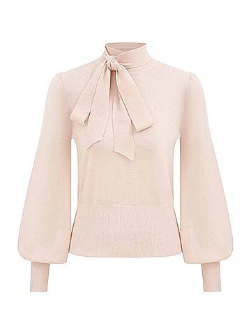 Zimmermann Women's Pussybow Sweater in Chalk (view 2)