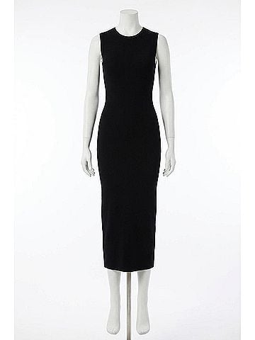 Enza Costa Textured Rib Sleeveless Midi Dress in Black (view 1)