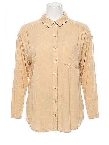 grand & greene Double-Fabric Long Sleeve Shirt in Khaki (view 1)