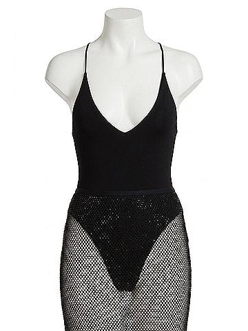 Ronny Kobo Simona Open-Back Matte Bodysuit in Black (view 1)