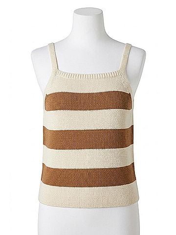 Hem & Thread Nancy Striped Sweater Top in Cream &amp; Tan (view 1)