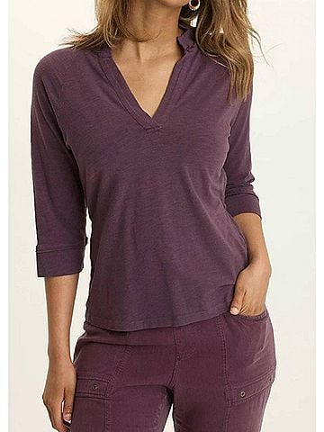 Wearables Angelo Stretch Jersey V Neck Top in Upscale Pigment (view 2)