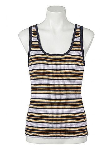Lilla P Striped Scoop Neck Tank in Navy Stripe (view 1)