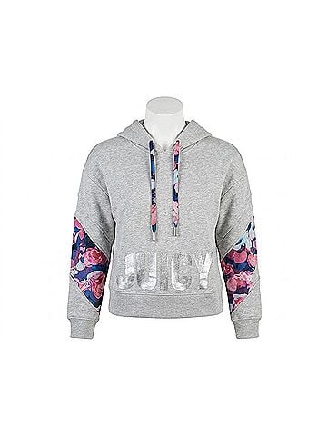 Juicy Couture Women's Combate Cropped Hoodie in Grey/Pink (view 1)