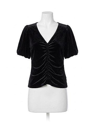 Project Social T Jorja Ruched Front Velvet Tee Top in Black (view 1)