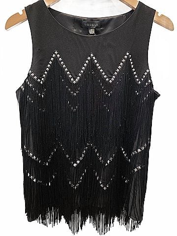 Sheri Bodell Women's Studded Fringe Tank in Black (view 2)