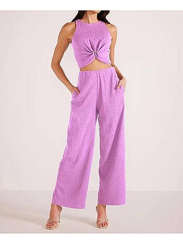 Minkpink Unity Ring Textured Tank And Pant Set in Lilac (view 2)