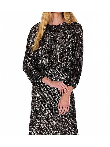 SECULAR Ava Sequin Top in Black/Rose Gold (view 2)