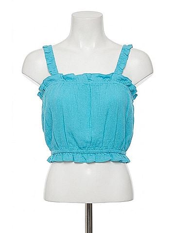 Elan Ruffle Tank Top in Teal (view 1)
