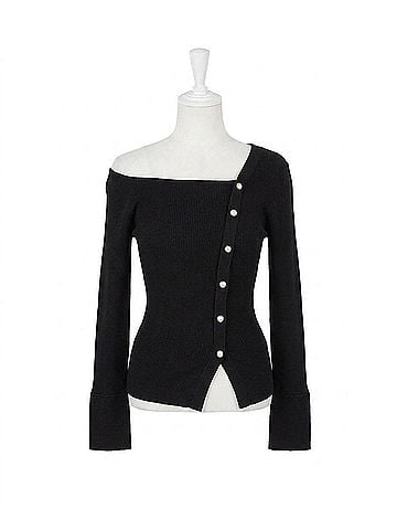 Crescent Monica One Shoulder Top in Black (view 1)