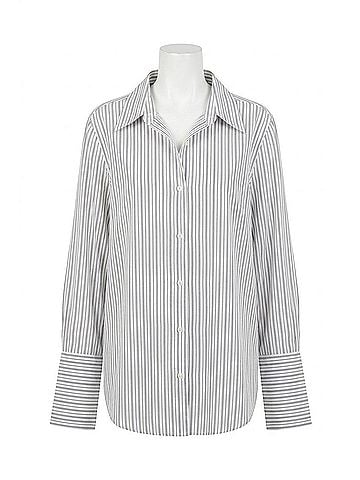 Vanessa Bruno Esti Stripe Button Down Shirt in Marine Blue (view 1)