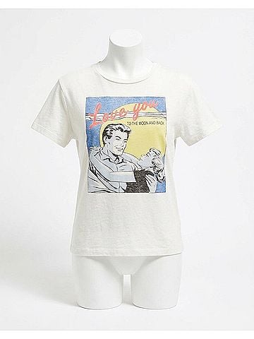 RE/DONE Love You To The Moon Classic Tee in Vintage White (view 2)