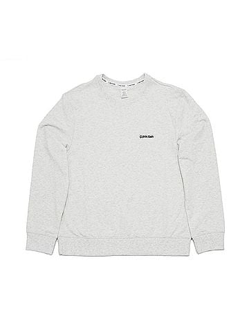 Calvin Klein Women's Modern Cotton Lounge Sweatshirt in Snow Heather (view 2)