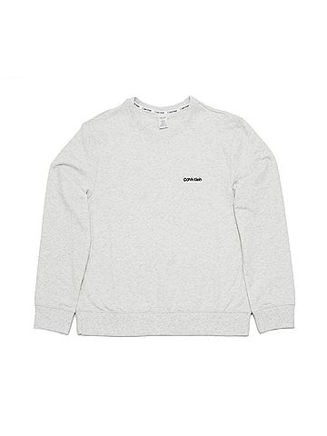 Calvin Klein Women's Modern Cotton Lounge Sweatshirt in Snow Heather (view 2)