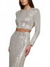 L'Agence Silver Rogan Sequin Cropped Top in Silver Size M - photo 2