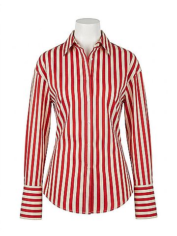 Simon Miller Loch Poplin Shirt in Venetian Red Stripe (view 1)