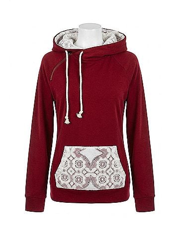 Ampersand Ave Doublehood'?ë¬¢ Sweatshirt in Lovely Lace Burgundy (view 1)