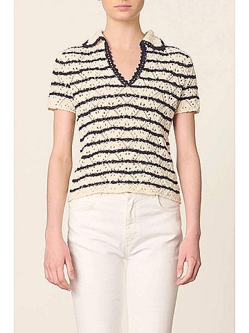 Vanessa Bruno Gillis Polo in Ecru/Marine (view 2)